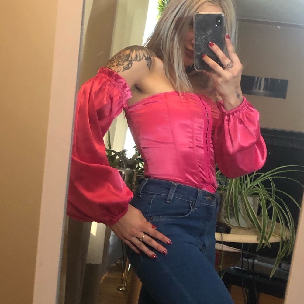 Barbie pink belle sleeve corset top